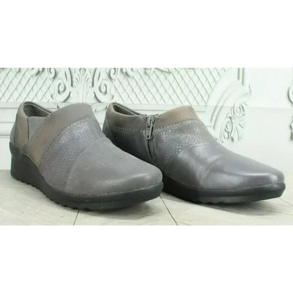 Clarks Cloudsteppers Caddell Denali Gray Leather Casual Slip On Shoes Size 8 M - Picture 3 of 9